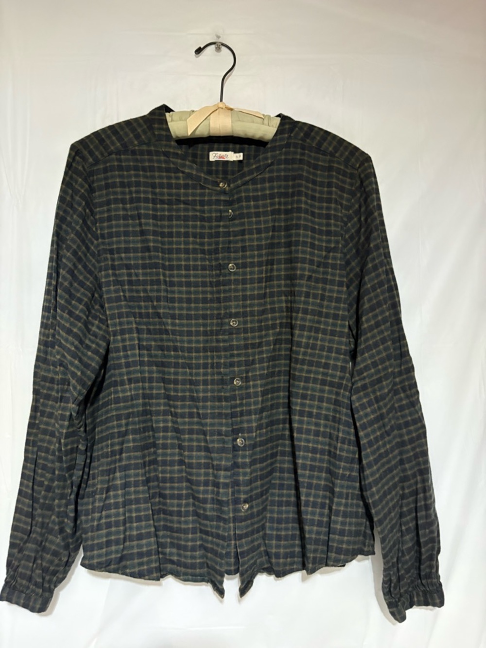 Faherty Black and Olive Green Plaid Button-Front Shirt